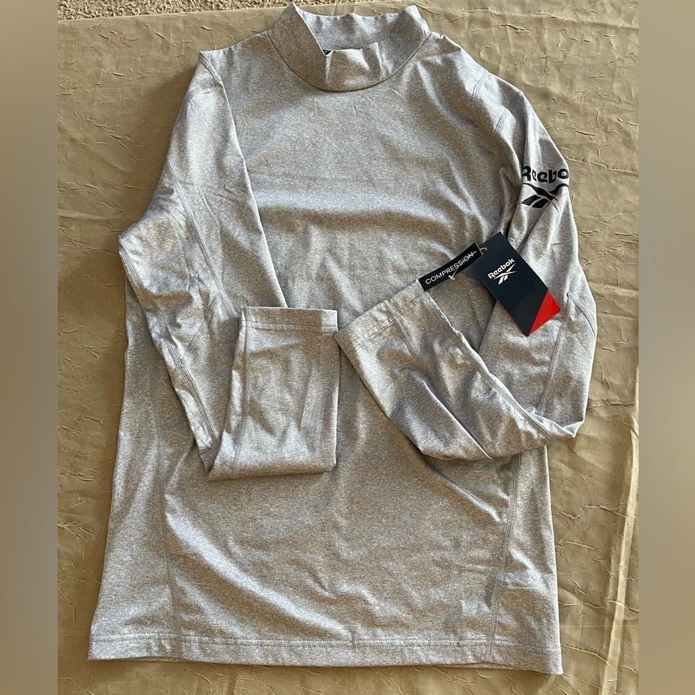 Reebok Gray Compression Mock Neck Shirt